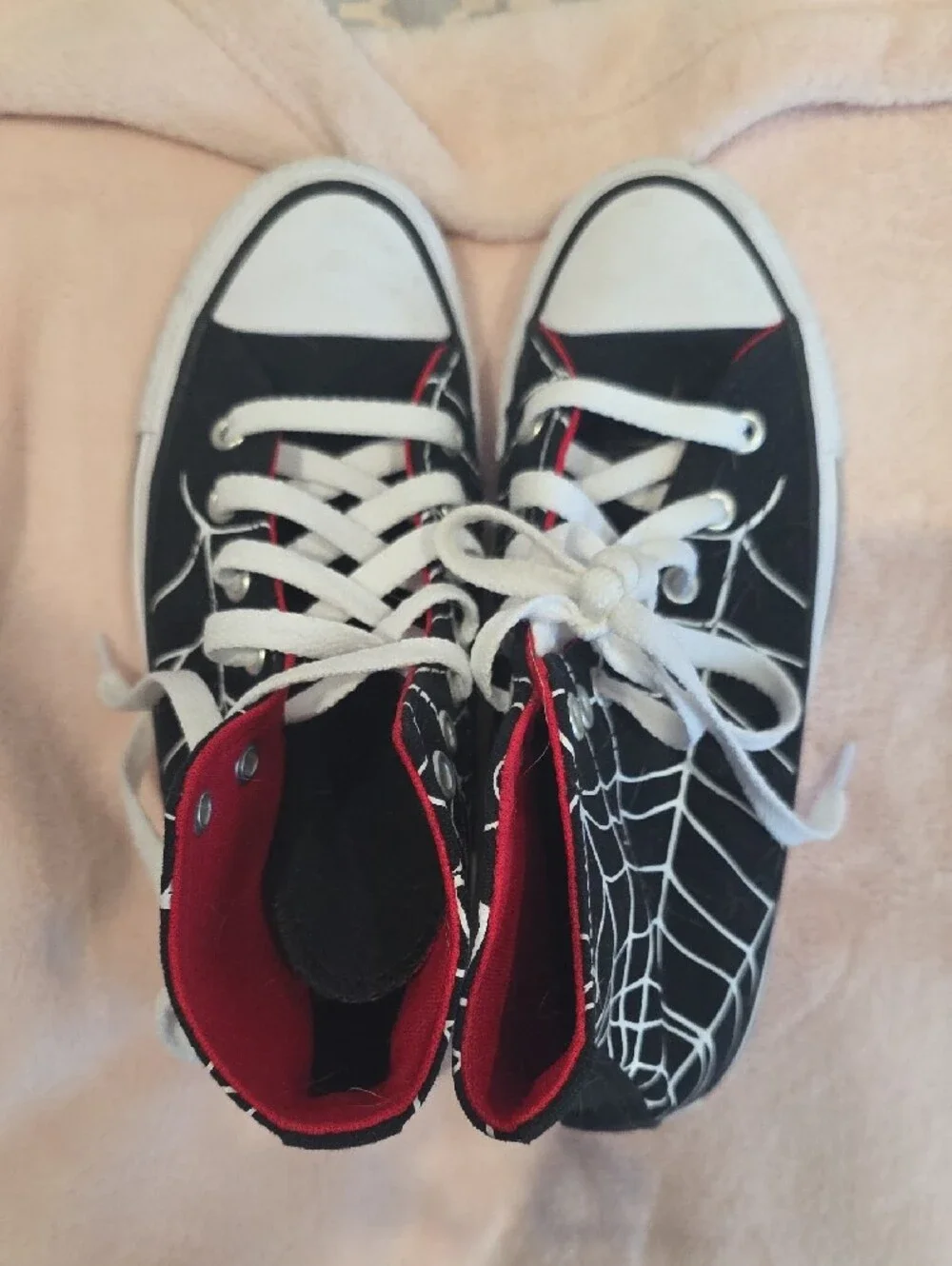 Converse Kids High Top Sneakers with Spider-Web Design - Black/Red/White